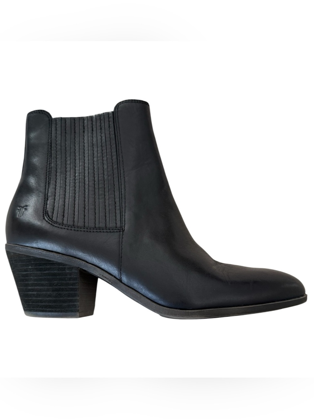 Frye Sandra Black Genuine Leather Inside Zip Ankle Boot Size 10M